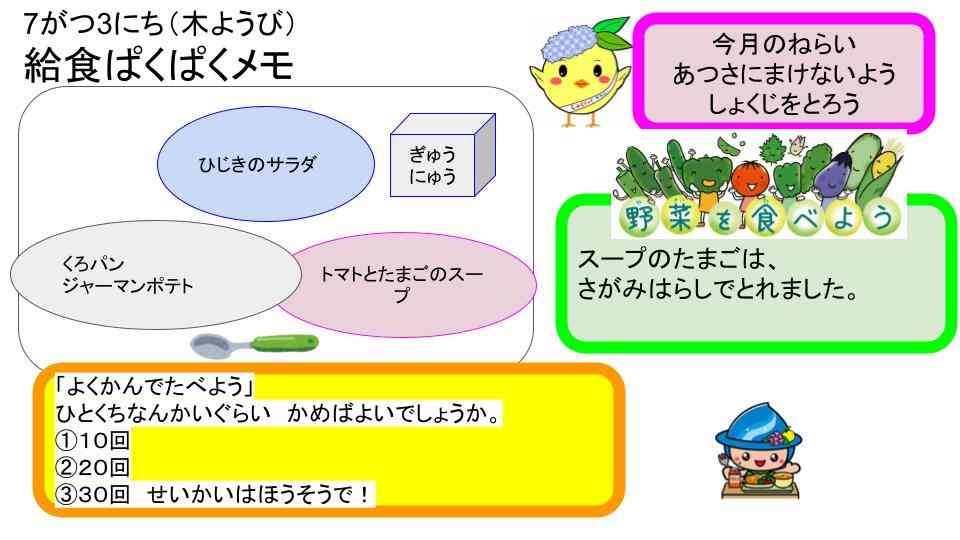 R7年7月1日〜16日給食ぱくぱくメモ  (2)