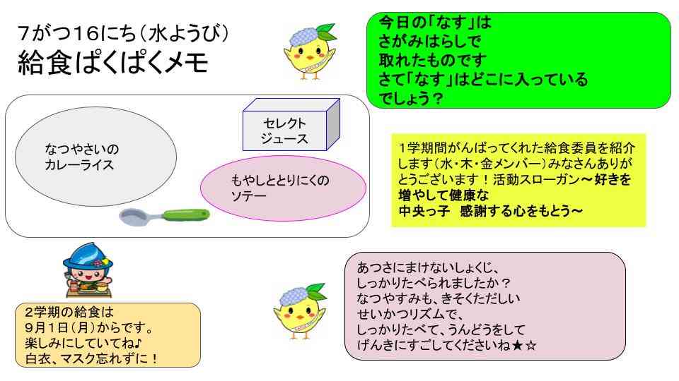 R7年7月1日〜16日給食ぱくぱくメモ  (10)