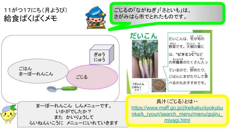 R7年11月1日〜28日給食ぱくぱくメモ   (9)